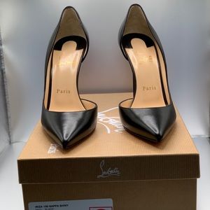 New Louboutin Iriza 100 Heels - Black Leather, Size 37